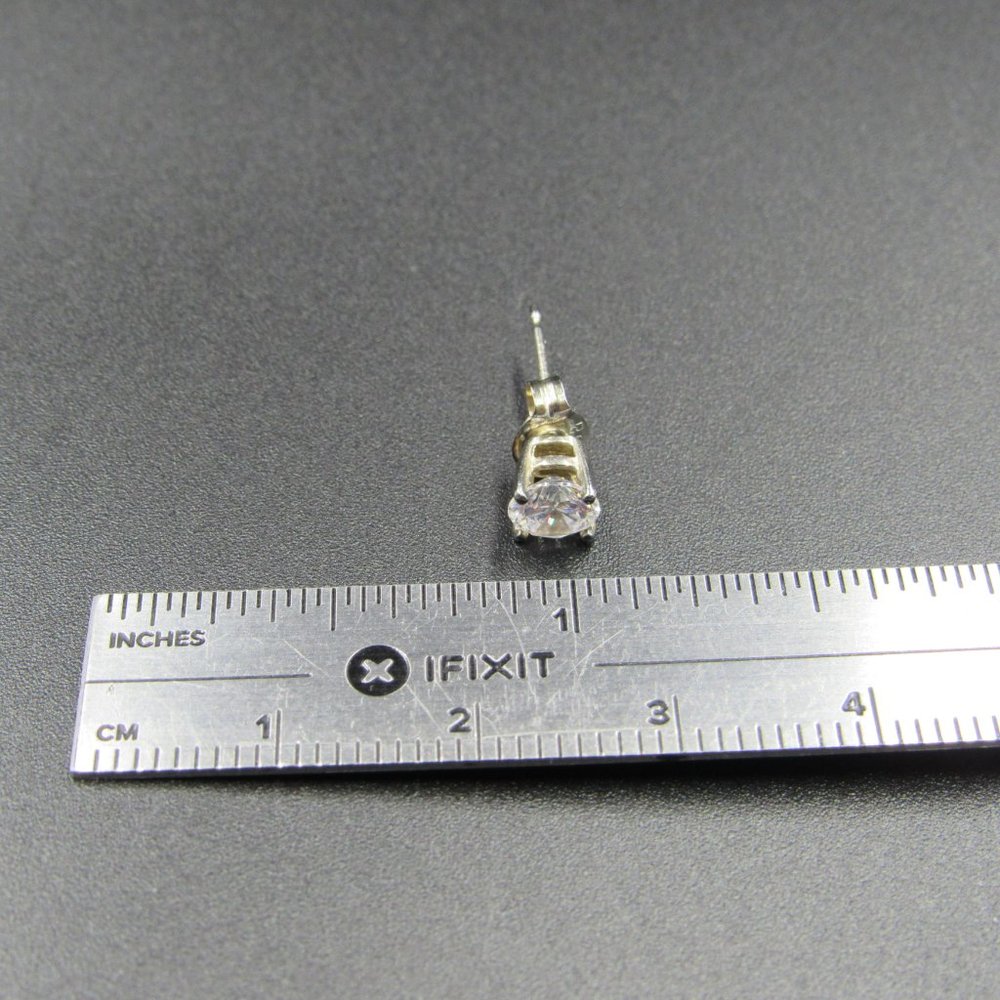 Sterling Tiny Rustic Cubic Zirconia Earrings - image 5